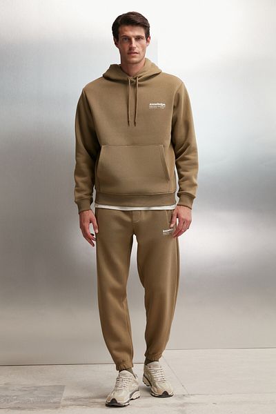 GRIMELANGE Bernon Herren – Weiche, elastische, schmale Jogginghose mit drei Taschen aus Bio-Baumwolle in Khaki