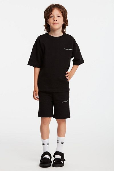 GRIMELANGE Bogota Jungen-Trainingsanzug-Set mit Rundhalsausschnitt und Stickerei in Schwarz