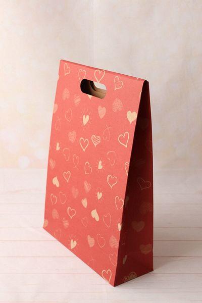 demontecraft Φάκελος-τσάντα Red Heart, Τσάντα δώρου (35x25x9 ) 2 Τεμάχια