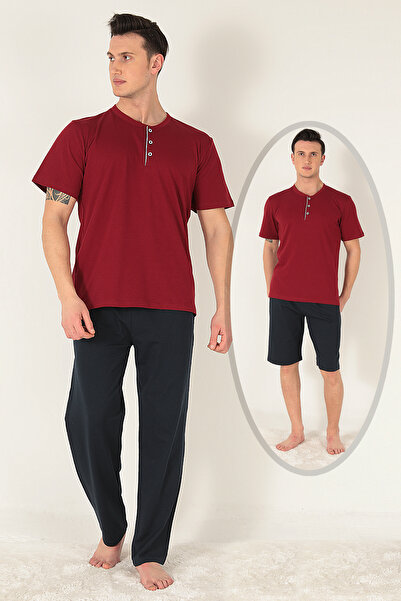 Kanz 3 Parça Erkek Soft Doğal Pamuk Pijama Damat Seti