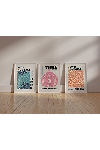 Artful Print Yayoi Kusama 3'lü Set Renkli Çerçevesiz Poster Sanatsal Tablo
