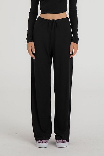 SHEISMONO Pantaloni negri ultra moi cu șireturi