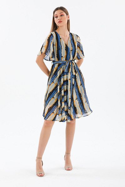 zks grup tekstil Rochie din șifon cu model de linie