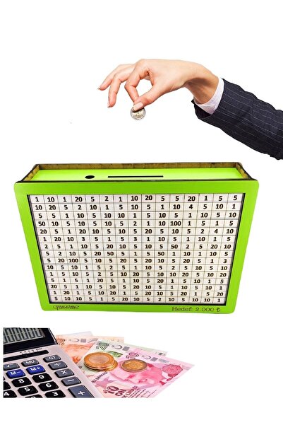 qussine Зелено-біла скарбничка Parabox для накопичення грошей з цільовою сумо...