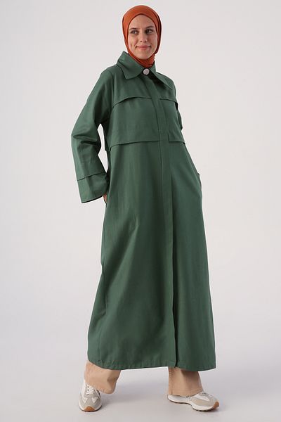 ALLDAY Nefti Abaya mit spitzem Kragen und versteckter Knopfleiste