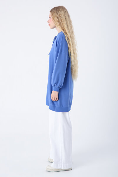 ALLDAY Parliament Cotton Sweat Tunic with Lace Detail on the Collar, Comfortable Fit