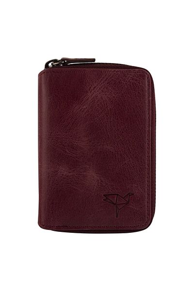 Garbalia Unisex Burgundy Fargo Vintage Leather Zippered Money Portfolio