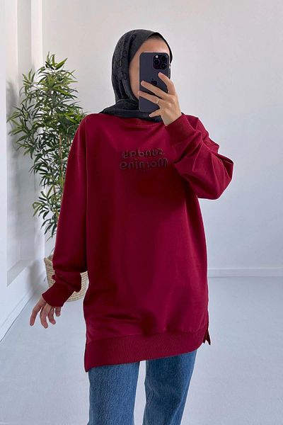 Ka Hijab Sunday Cotton Hijab Sweatshirt - Claret Red