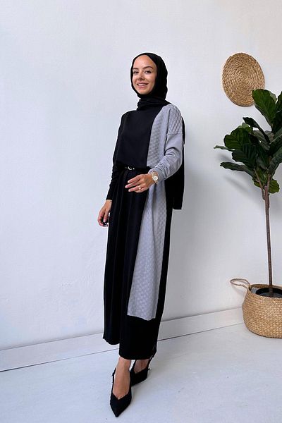 Ka Hijab Checkers Mercerized Hijab Φόρεμα - Γκρι