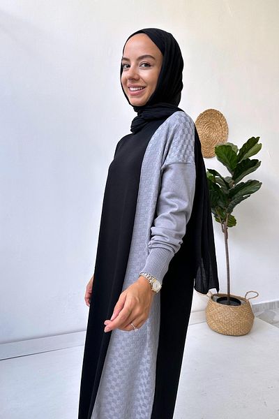 Ka Hijab Checkers Mercerized Hijab Φόρεμα - Γκρι