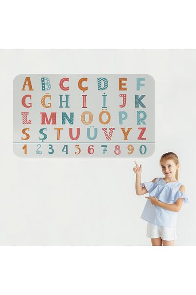 Harita Sepeti Patterned Colorful Educational Turkish Alphabet and Number, Children's Room, Kindergarten Wall Sticker-3900
