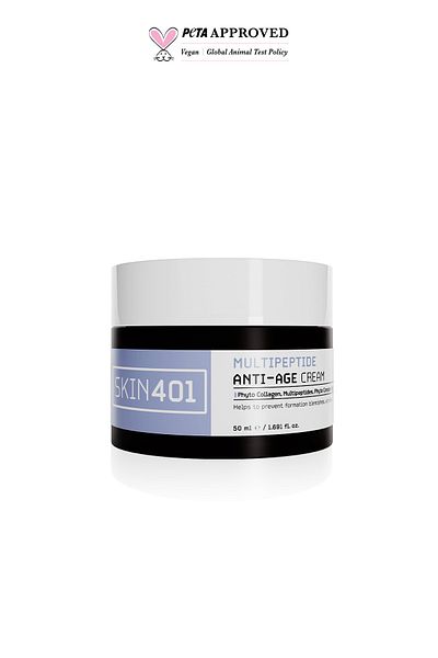 Skin401 Anti-Aging and Anti-Wrinkle Care Cream with Multipeptides, Collagen and Bakuchiol 50ml (Water Based)