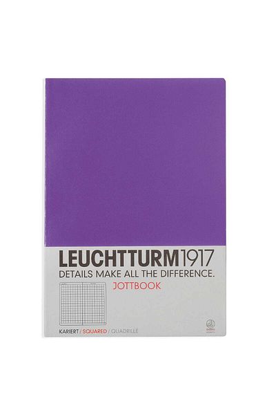Leuchtturm1917 Jottbook A4، مربعات، غطاء أرجواني، غطاء ناعم، 60 صفحة،