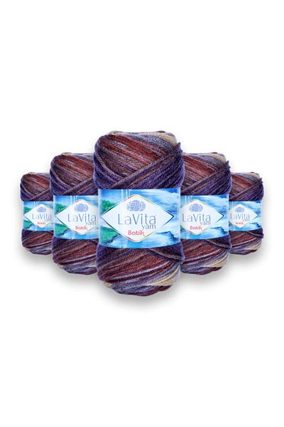 LaVita Yarn Batik, Hand Knitting Thread, 5 Pack, Taka Yarn (DG20-PIYAN)