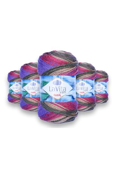 LaVita Yarn Batik, Πλεκτό νήμα χειρός 5 Συσκευασία, Taka Yarn (DG14-ALLİUM)