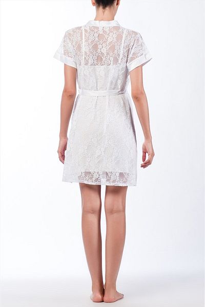 Pierre Cardin Women's White 4074 Lace Dressing Gown
