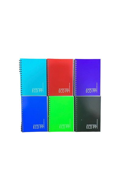 Gıpta Eco PP Spiral PP Cover A6 Pocket Size Notebook 60 Yp( 3 Square & 3 Stripes )
