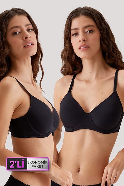 Pierre Cardin Οικονομικό Πακέτο 2 Μαύρο 6224-2 Barcelona Unassisted Gathering Micro σουτιέν με επιλογή D Cup