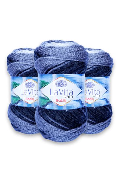 LaVita Yarn Batik, Πλεκτό νήμα χειρός 3 Συσκευασία Taka Yarn (DG11-ANGELA)