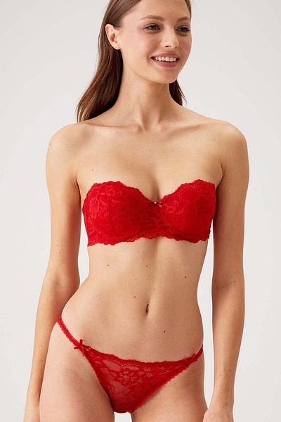 Pierre Cardin Red 4563 Pisa Supported / Push - Up Strapless Lace Bra Set