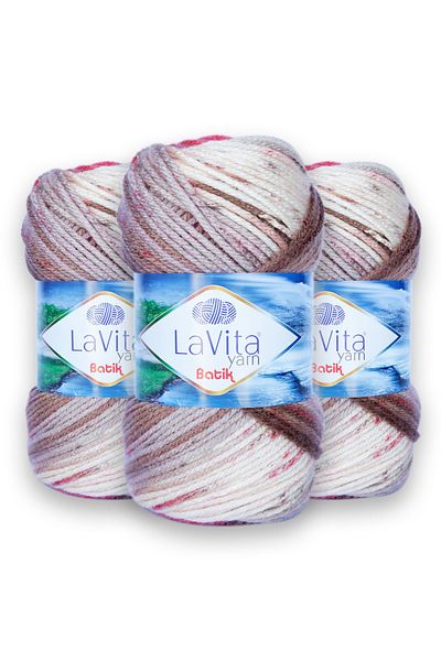 LaVita Yarn Batik, Πλεκτό νήμα χειρός 3 Συσκευασία Taka Yarn (DG02-PAPATYA)