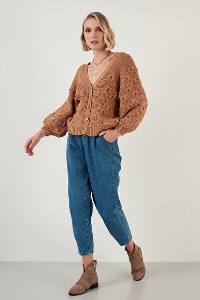 Lela V-Neck Buttoned Knitted Knitted Cardigan Women's Cardigan 6310007