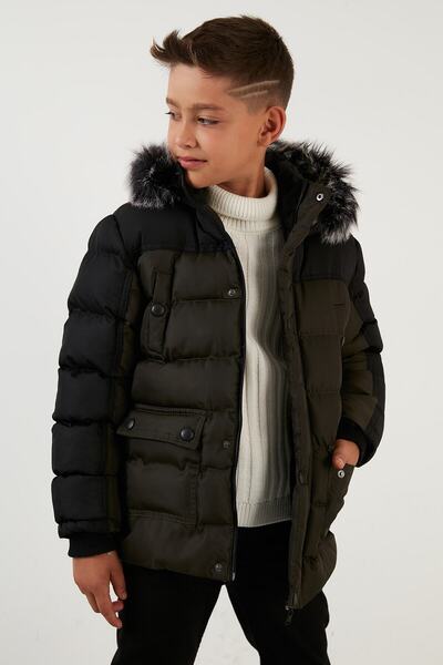 Lela Plush Lined Removable Faux Fur Hooded Puffer Coat Boys' Coat 5760054