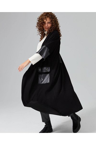 FUAT GÜRSEN Leather Detailed Long Double Jacket Set