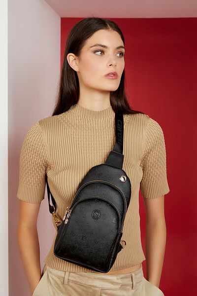 Pierre Cardin Damen-Umhängetasche mit schwarzem Aufdruck 05PO22Y1535