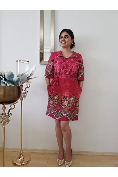 FERGAN Kadın Çiçekli Mini Viskon Günlük Elbise