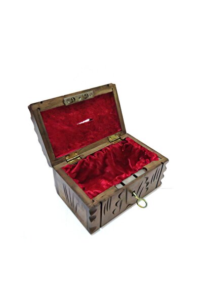 hiçdurmaal Küçük Korsan Sandık Tasarımlı Içi Bez Kaplı Ahşap Kumbara