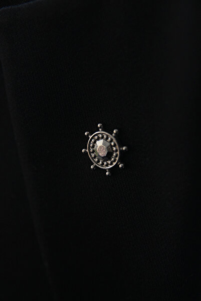 Le Voux Koyu Gri Renk Dümen Figürlü Ceket Yaka Iğnesi Broş Rozet