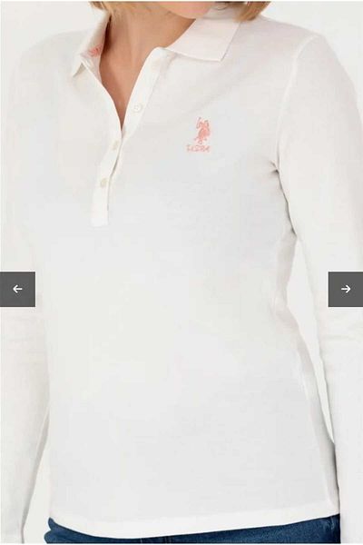 U.S. Polo Assn. U.S POLO ASSN.-Women's Ecru Basic Polo Collar Sweatshirt