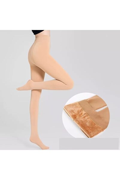 ZBTEKS Kalın Kışlık Içi Peluş Ten Rengi Toparlayıcı Termal Çorap