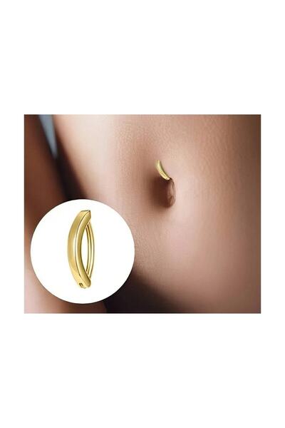 Bylin %100 316 L Cerrahi Çelik Curved Clicker Belly Piercing /Göbek Piercingi - 1 adet