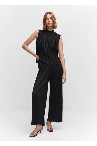 MANGO Woman Pleated wideleg pants