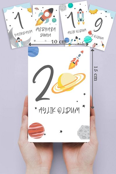 By Nur Erten 13 Astronaut Newborn Baby Memory Cards Monthly Photo Shoot Cards