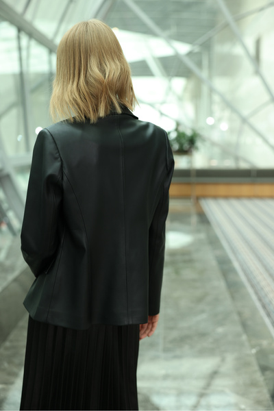 Oilemaperla Kısa Blazer Deri Ceket
