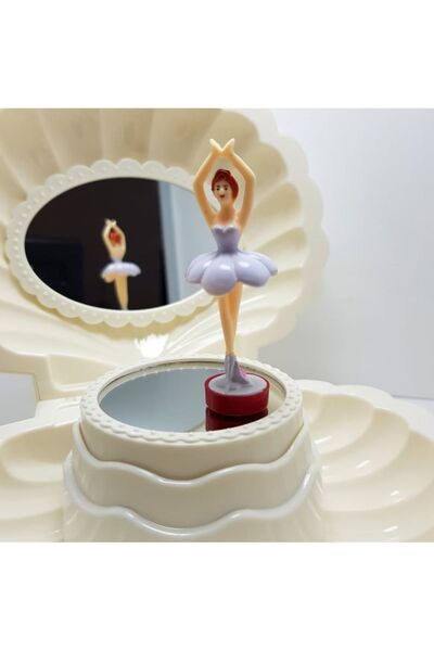 ARD Kurmalı İstiridye Tasarımlı Balerin Aynalı Takı Müzik Kutusu