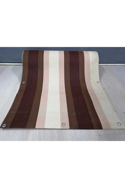 Başak Ev Tekstili 67x150cm Kahve Krem Çizğili Kumaş Balkon Brandası(istediğin...