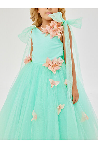 zühre balaban Mint Yeşili Kız Çocuk Abiye Elbise Mezuniyet