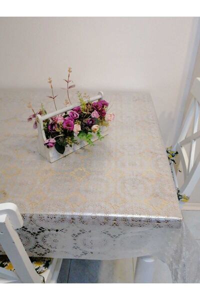 Başak Ev Tekstili SILVER IMPORTED PVC ULNOB - PATTERNED REMOVABLE TABLE CLOTH