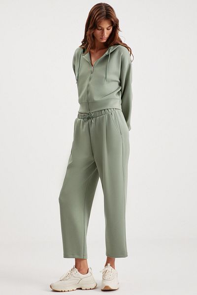 GRIMELANGE Jıll Damen-Sweatshirt „Relaxed Fit Comfortable Fit“ mit Kapuze und Reißverschluss, Premium-Stoff, gestrickt, Mintgrün