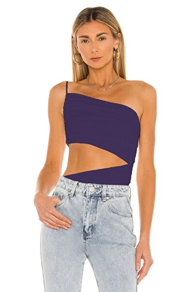 By Kul Design Γυναικείο μωβ κορμάκι από μεταξωτό ζέρσεϊ με κορδόνι