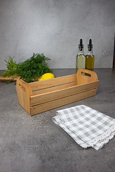 KukiWood Wooden Bread Bin & Bread Box Basket – Rustic Bread Box and Bread Basket with Gingham Cover