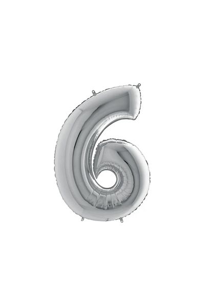Yogi parti 6 Number Silver Foil Balloon 34 inch 76 cm