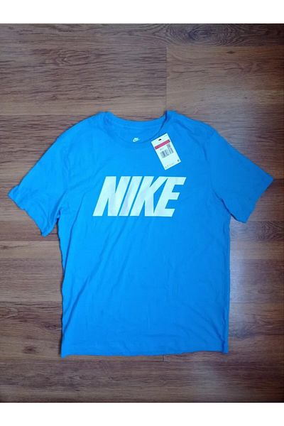 Nike تي شيرت أزرق مطبوع بأكمام قصيرة