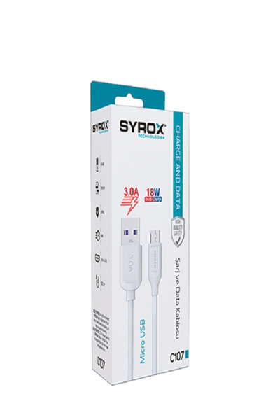 Syrox C107 Micro Usb Girişli 18w 3.0a Hızlı Şarj Ve Data Kablosu