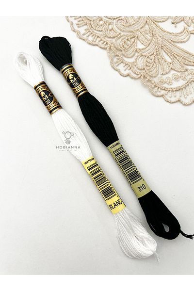 Hobianna DMC Muline Thread - 2 pieces (Blanc and 310)