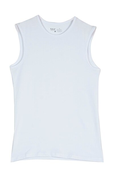BSM White Modal Tank Top - Ανδρικά, Crew Neck, Dipkol 40603